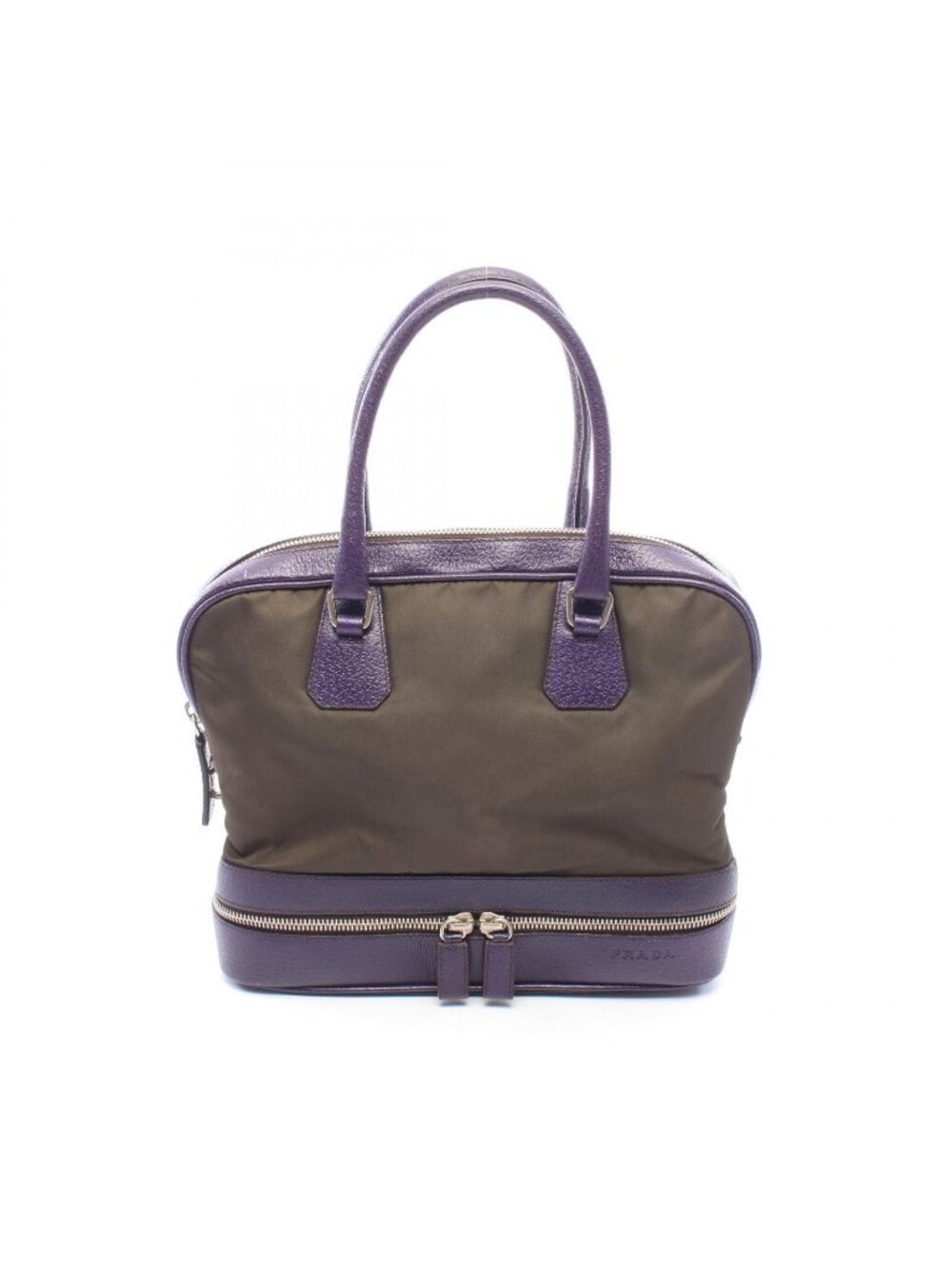 Prada Handbag Khaki Purple Nylon Leather
